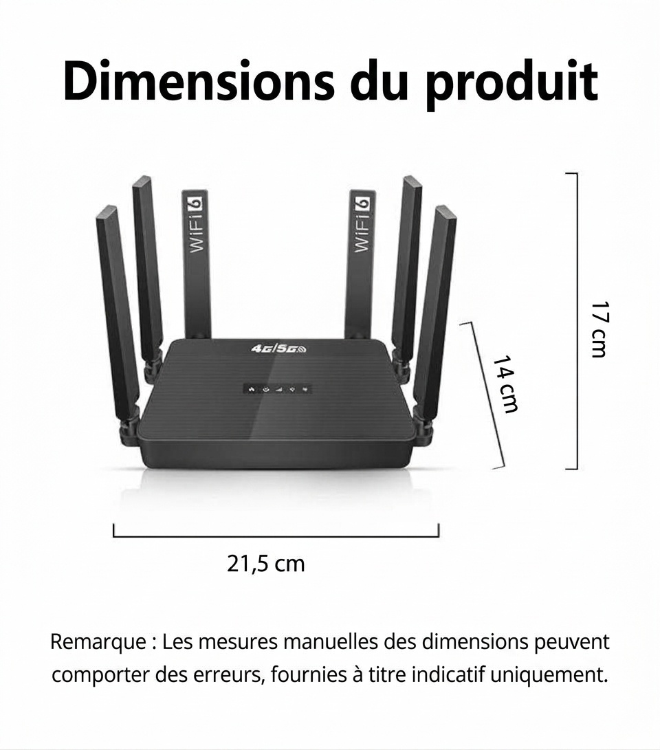 Routeur CPE sans fil WR950-E 4G LTE WiFi 6, antennes à gain élevé, emplacement pour carte SIM avec batterie de secours, connecte jusqu'à 32 appareils