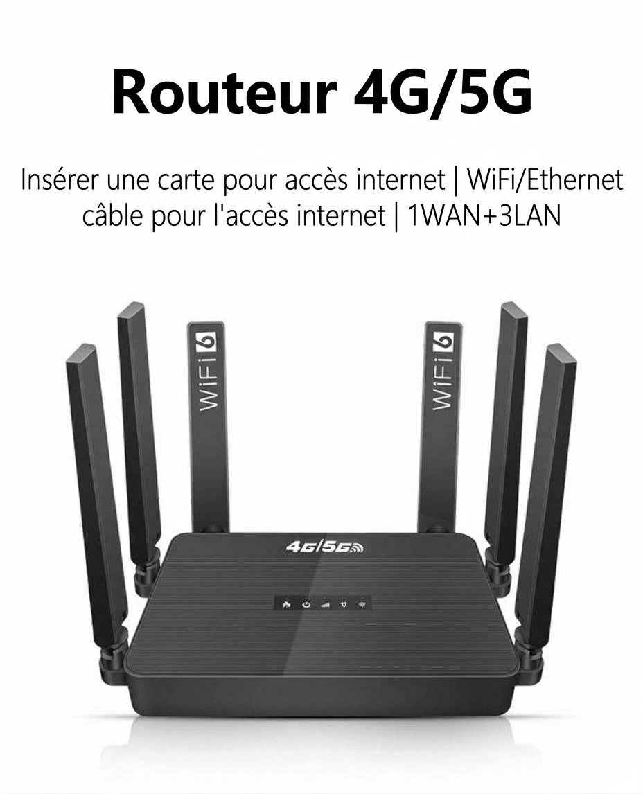 Routeur CPE sans fil WR950-E 4G LTE WiFi 6, antennes à gain élevé, emplacement pour carte SIM avec batterie de secours, connecte jusqu'à 32 appareils