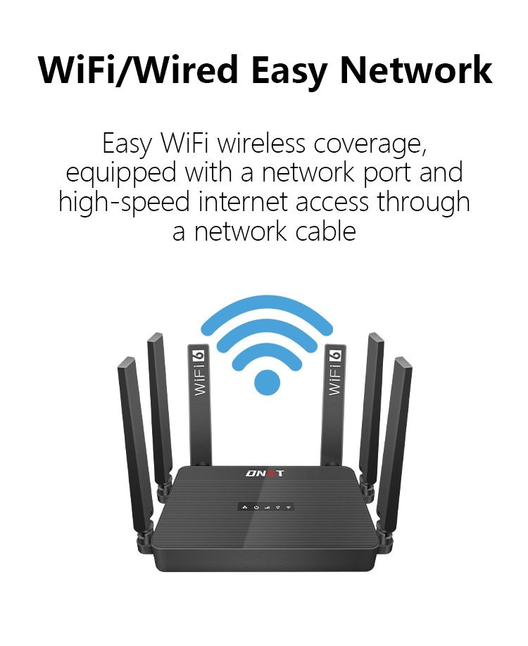 DNXT WR950 4G LTE WiFi 6 Desktop Router, Multi-Band B12/B17 Support, SIM Card Slot, High-Speed Wireless Gateway with Optional Battery