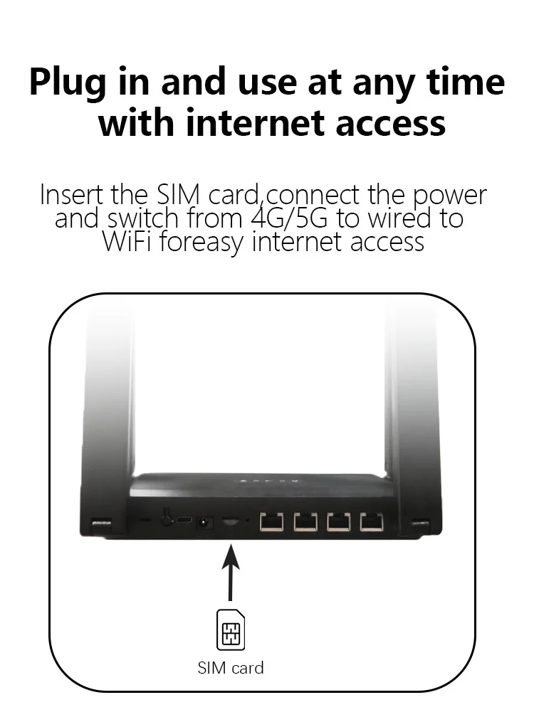 DNXT WR950 4G LTE WiFi 6 Desktop Router, Multi-Band B12/B17 Support, SIM Card Slot, High-Speed Wireless Gateway with Optional Battery