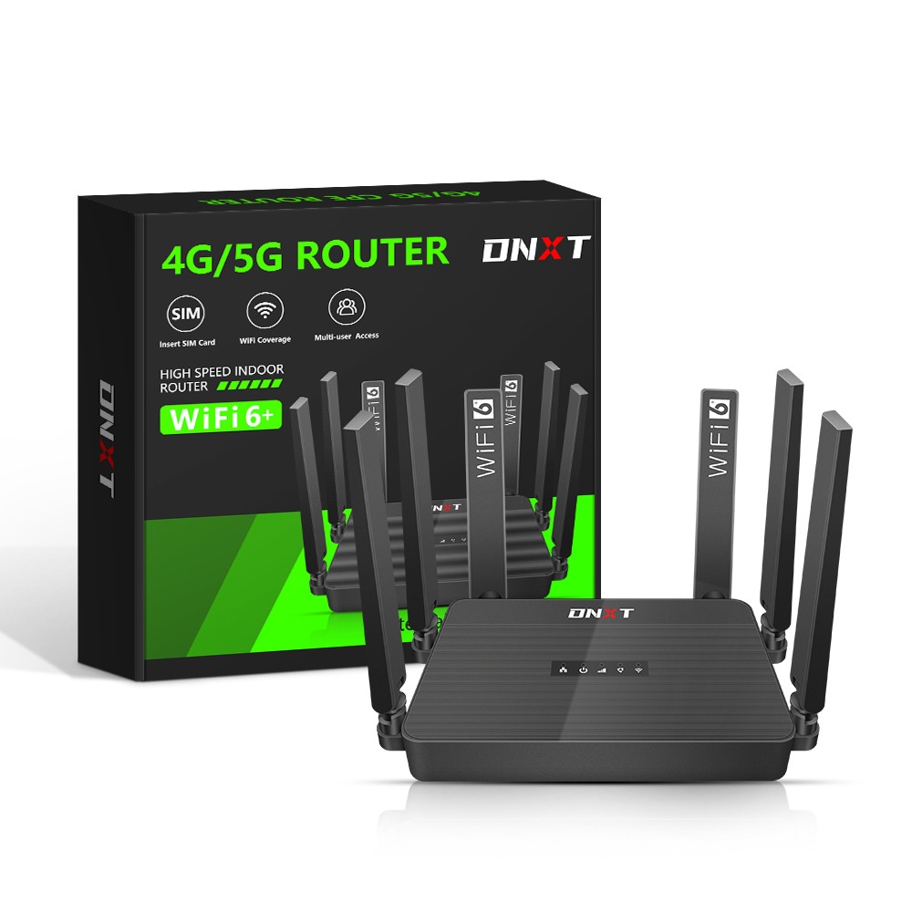 DNXT WR950 4G LTE WiFi 6 Desktop Router, Multi-Band B12/B17 Support, SIM Card Slot, High-Speed Wireless Gateway with Optional Battery