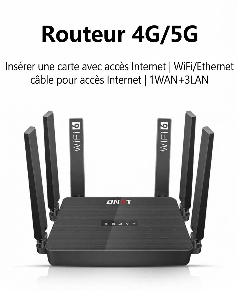 Routeur de bureau DNXT WR950 4G LTE WiFi 6, compatible multibande B12/B17, emplacement pour carte SIM, passerelle sans fil haut débit avec batterie optionnelle