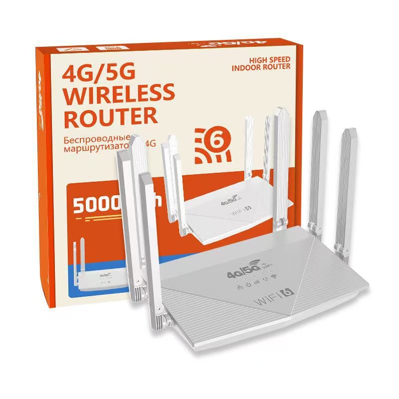 WR900-E 4G LTE WiFi 6 Wireless Router with 5000mAh Battery, 4 High-Gain Antennas, WPA3 Security, Supports up to 64 Devices