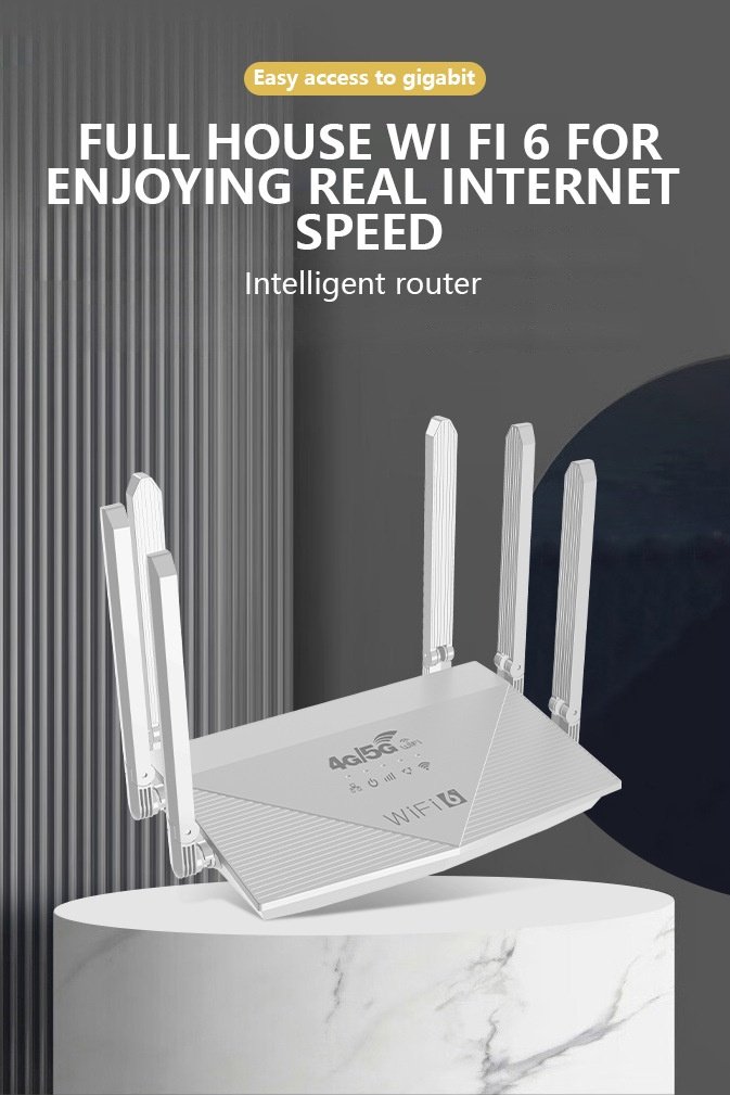 WR900-E 4G LTE WiFi 6 Wireless Router with 5000mAh Battery, 4 High-Gain Antennas, WPA3 Security, Supports up to 64 Devices