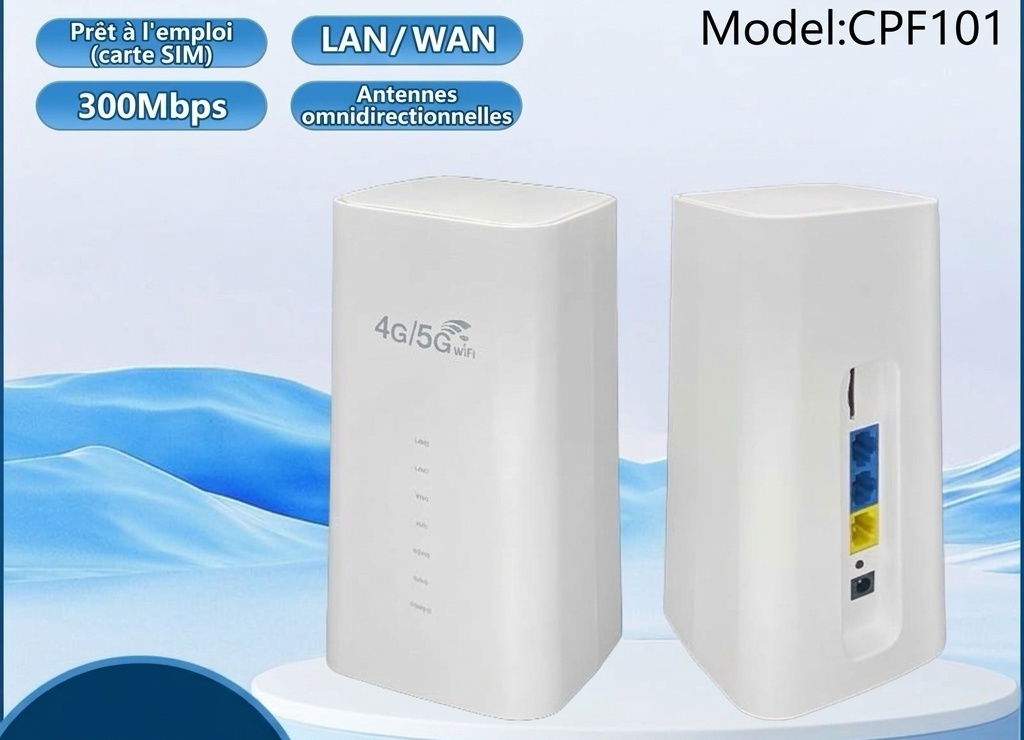 Routeur CPE sans fil 4G LTE CPF101, haut débit 300 Mbps, emplacement pour carte SIM, antennes externes, compatible avec jusqu'à 32 utilisateurs pour la maison et le bureau.