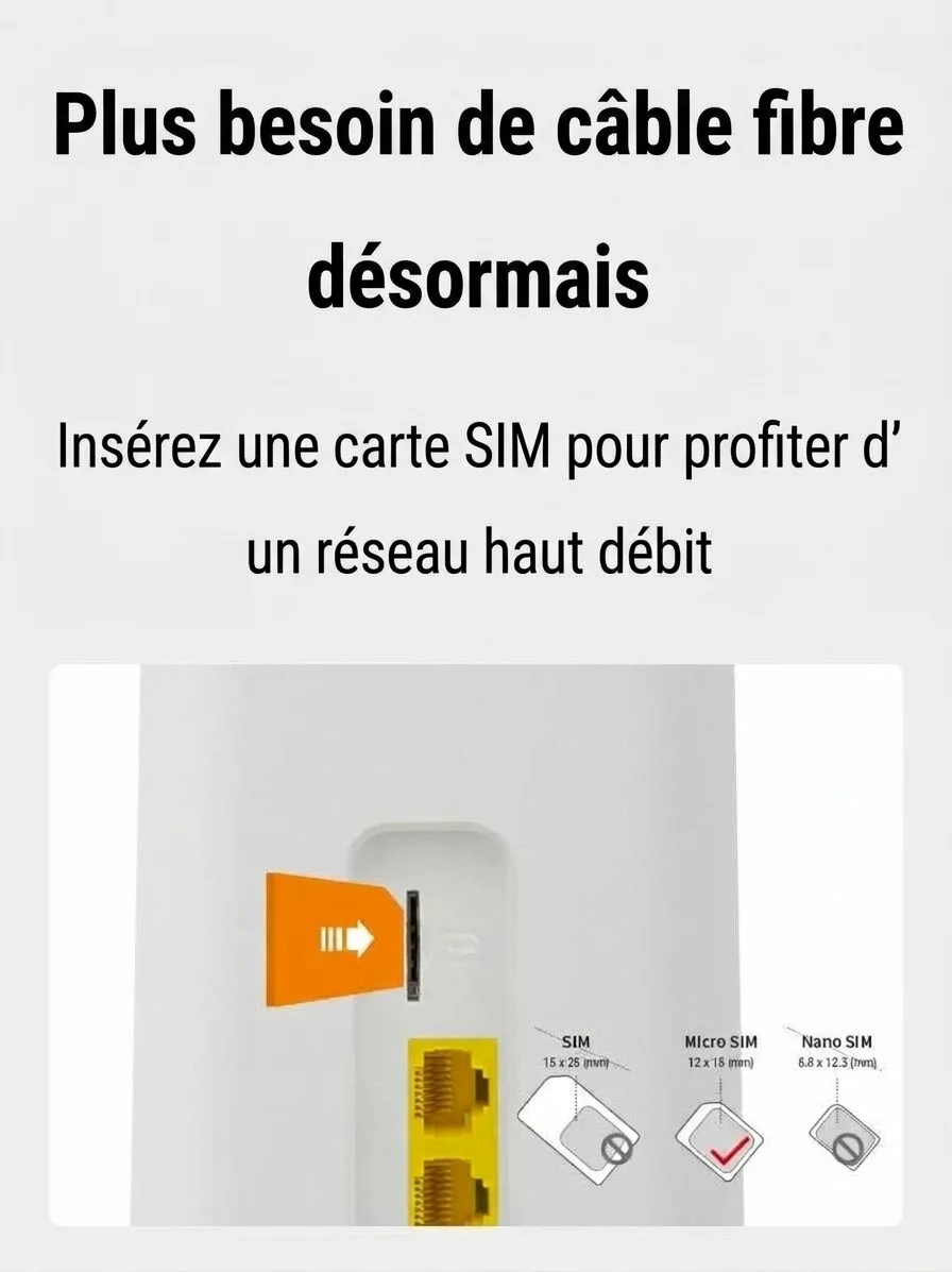 Routeur CPE sans fil 4G LTE CPF101, haut débit 300 Mbps, emplacement pour carte SIM, antennes externes, compatible avec jusqu'à 32 utilisateurs pour la maison et le bureau.