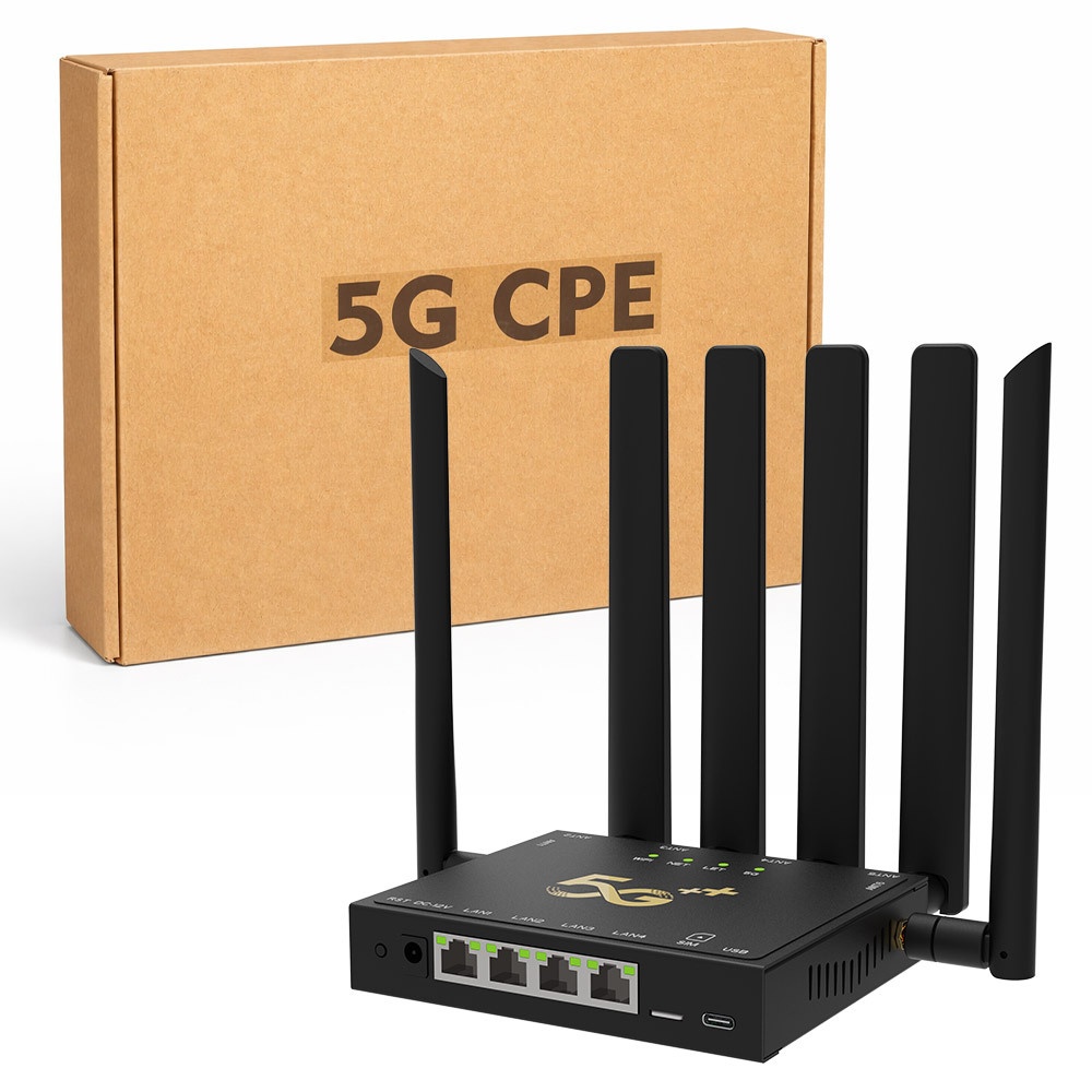 DNXT NR800 5G WiFi 6 Wireless Gateway Router, Qualcomm SDX55 Chipset, Dual-Band 2.4G/5.8G with 6 Antennas, Rugged Metal Housing & SIM Slot