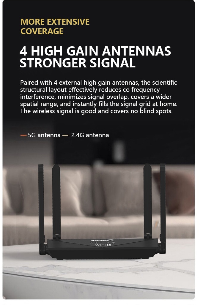 WR910-E 4G LTE WiFi 6 Gigabit Wireless Router, Dual-Band High-Gain Antennas, WPA3 Security, SIM Card Slot, Supports up to 64 Devices