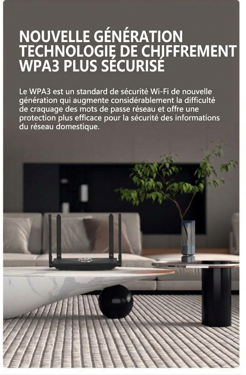 Routeur sans fil WR910-E 4G LTE WiFi 6 Gigabit, antennes double bande à gain élevé, sécurité WPA3, emplacement pour carte SIM, prend en charge jusqu'à 64 appareils