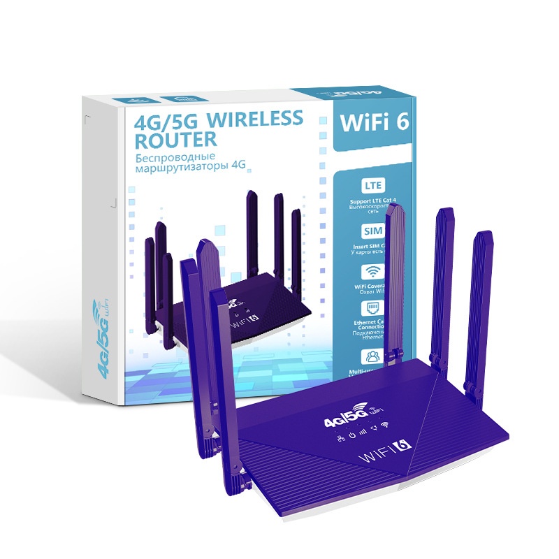 WR910-E 4G LTE WiFi 6 Gigabit Wireless Router, Dual-Band High-Gain Antennas, WPA3 Security, SIM Card Slot, Supports up to 64 Devices