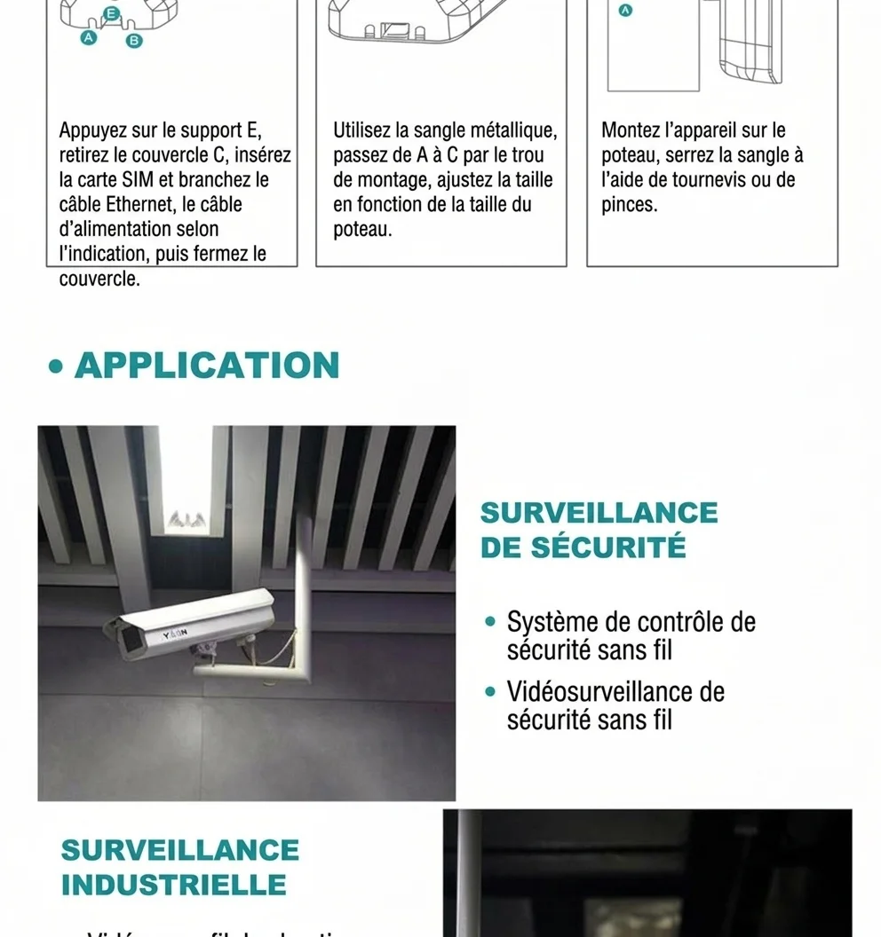 Routeur WiFi 4G LTE extérieur CPE905, boîtier étanche IP66 résistant aux intempéries, deux antennes à gain élevé et emplacement pour carte SIM pour caméras de sécurité et surveillance à distance