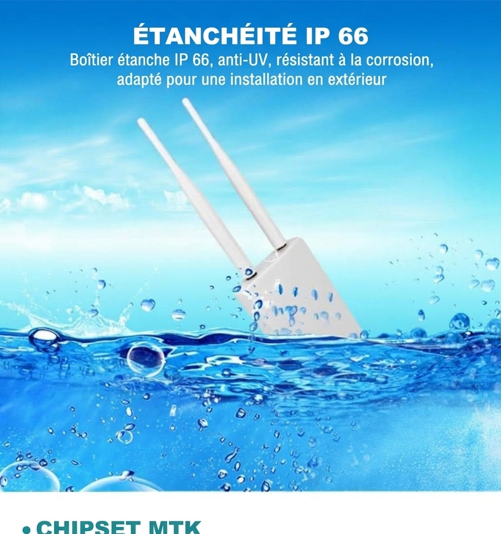 Routeur WiFi 4G LTE extérieur CPE905, boîtier étanche IP66 résistant aux intempéries, deux antennes à gain élevé et emplacement pour carte SIM pour caméras de sécurité et surveillance à distance