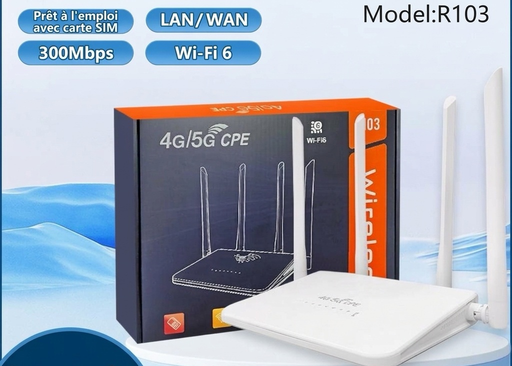 Routeur sans fil WiFi 4G LTE R103, point d'accès Wi-Fi de bureau alimenté par USB-C avec emplacement pour carte SIM, passerelle à large couverture Plug and Play