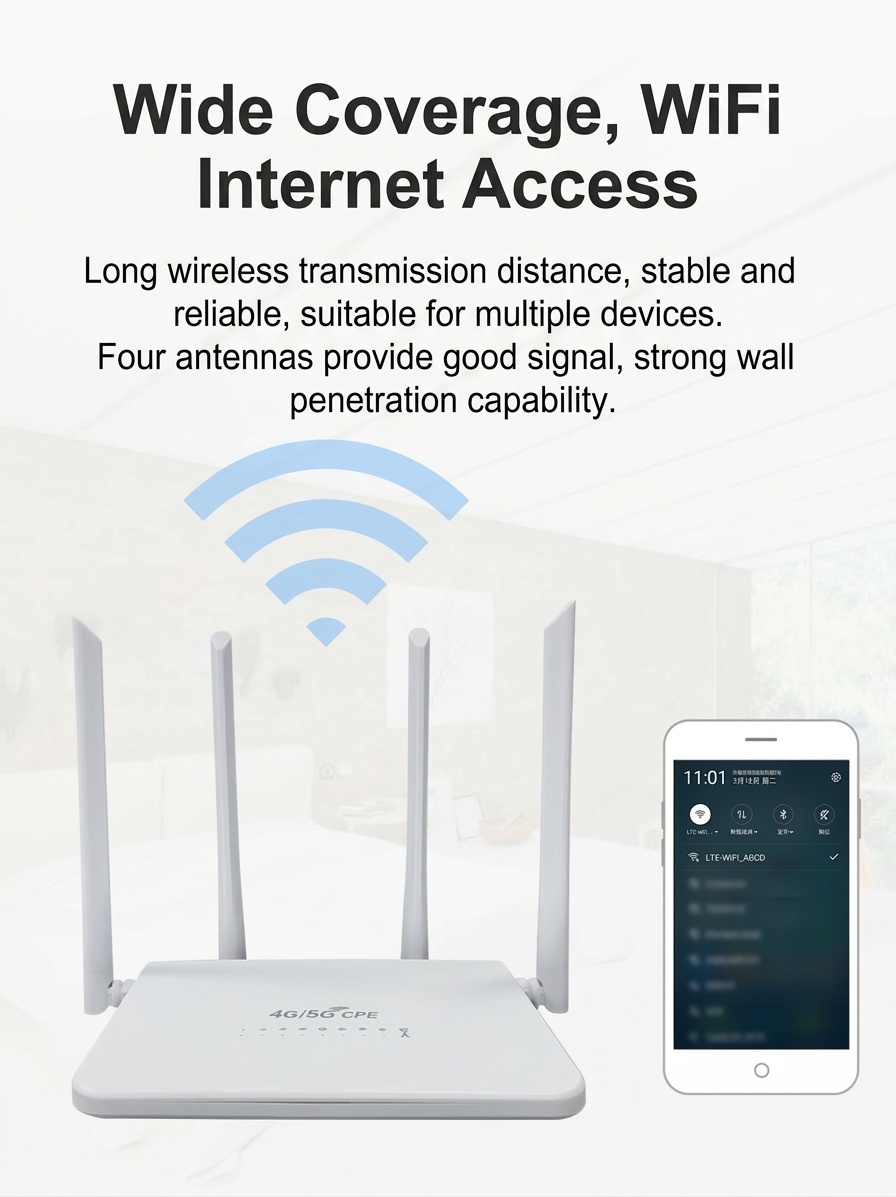 R103 4G LTE WiFi 6 CPE Wireless Router, USB-C Powered Desktop Hotspot with SIM Card Slot, Plug and Play Wide Coverage Gateway