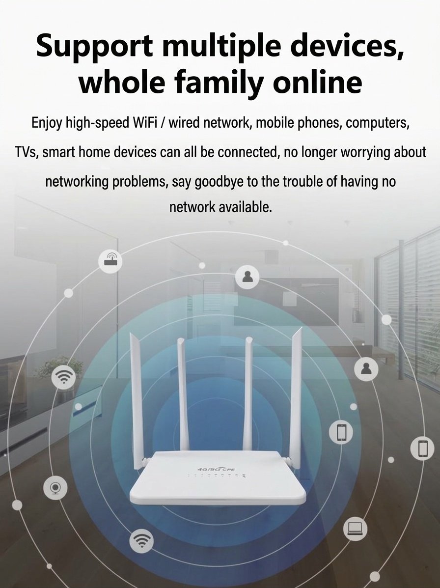 R103 4G LTE WiFi 6 CPE Wireless Router, USB-C Powered Desktop Hotspot with SIM Card Slot, Plug and Play Wide Coverage Gateway