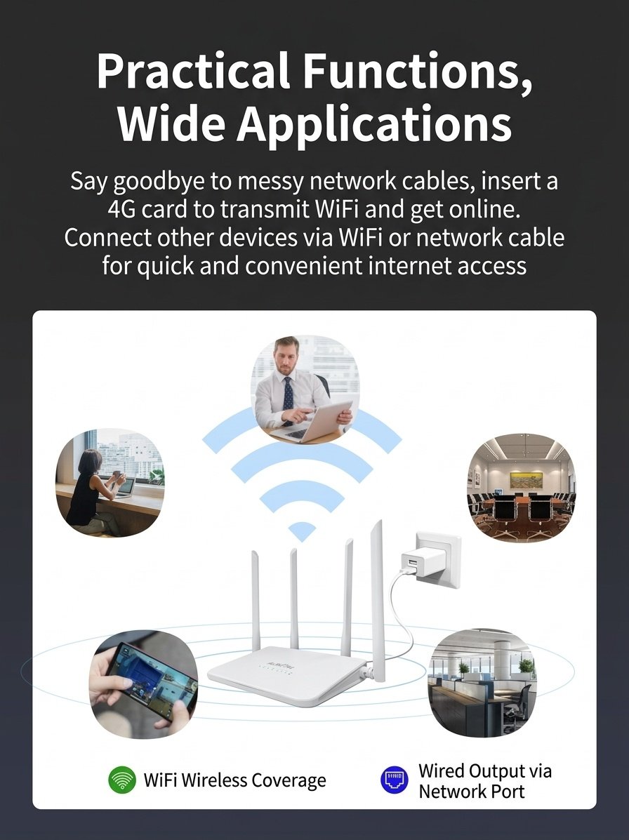 R103 4G LTE WiFi 6 CPE Wireless Router, USB-C Powered Desktop Hotspot with SIM Card Slot, Plug and Play Wide Coverage Gateway
