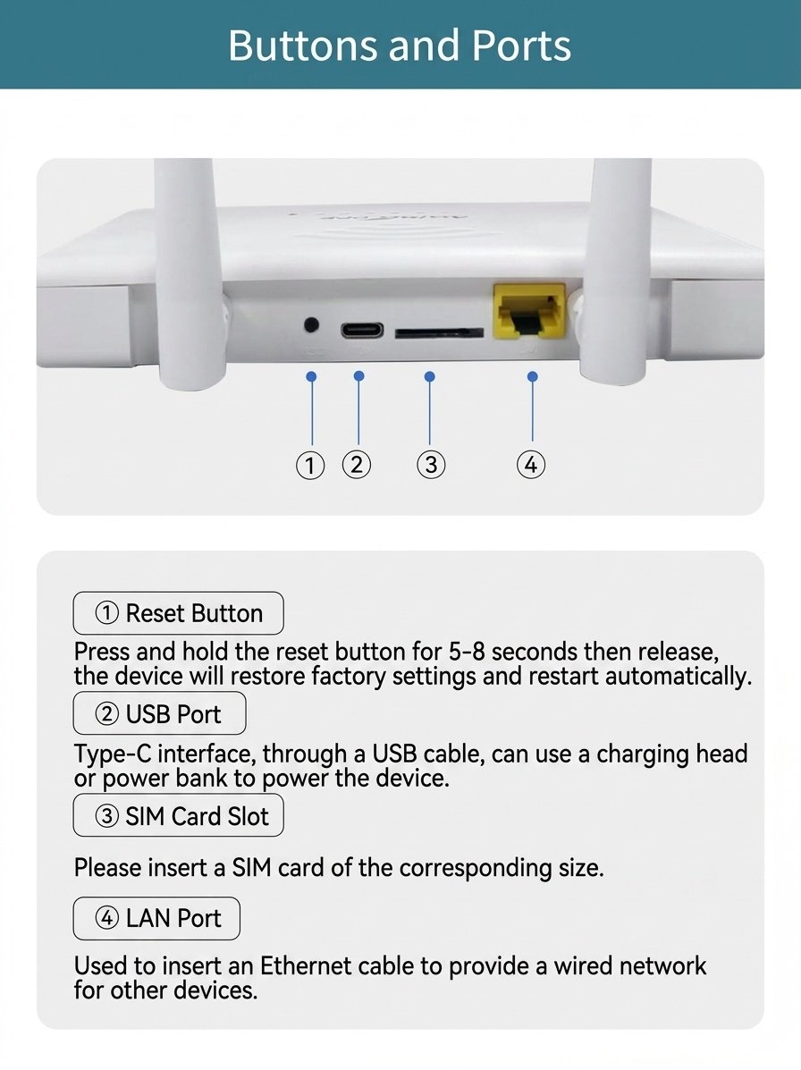 R103 4G LTE WiFi 6 CPE Wireless Router, USB-C Powered Desktop Hotspot with SIM Card Slot, Plug and Play Wide Coverage Gateway