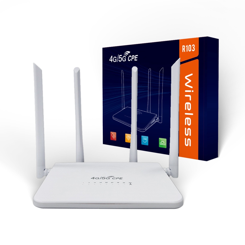 R103 4G LTE WiFi 6 CPE Wireless Router, USB-C Powered Desktop Hotspot with SIM Card Slot, Plug and Play Wide Coverage Gateway