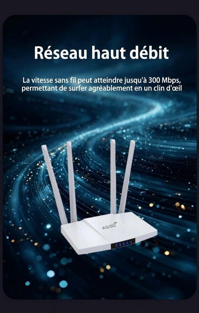 Routeur double fonction MC118-E 4G LTE WiFi 6 avec batterie de 4000 mAh, vitesse de 300 Mbps, antennes externes et emplacement pour carte SIM pour une utilisation portable et sur ordinateur.