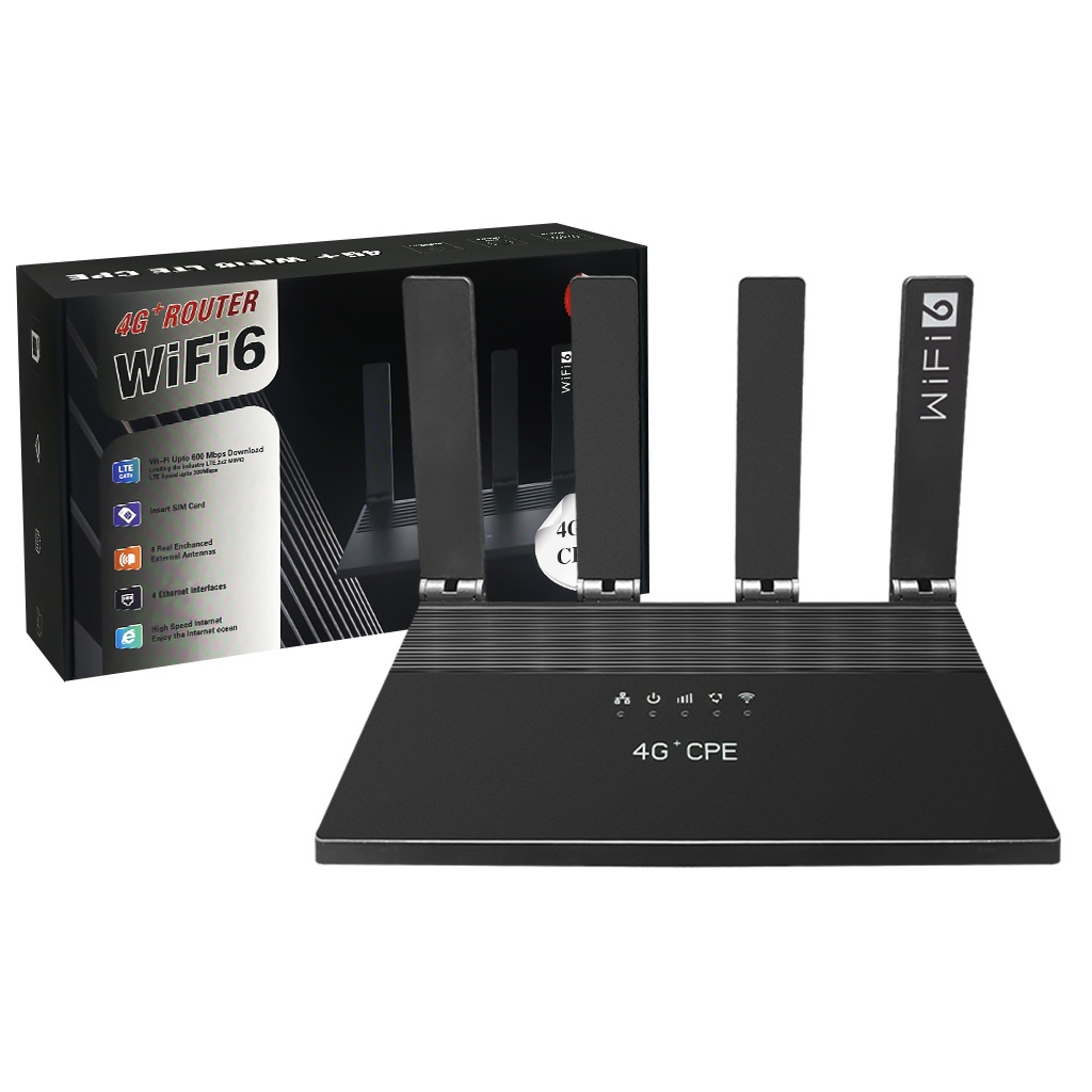 DNXT WR800-E 4G LTE WiFi 6 Router with 5000mAh Battery, 600Mbps High Speed, 4 External Antennas, 4 Gigabit Ethernet Ports & Mesh Support