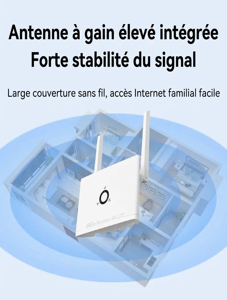 Routeur Wi-Fi sans fil 4G LTE CPF109, point d'accès mobile haut débit 300 Mbps avec antennes externes et emplacement pour carte SIM, prend en charge jusqu'à 16 appareils