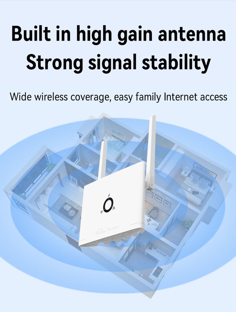 CPF109 4G LTE Wireless WiFi Router, 300Mbps High-Speed Mobile Hotspot with External Antennas & SIM Card Slot, Supports up to 16 Devices