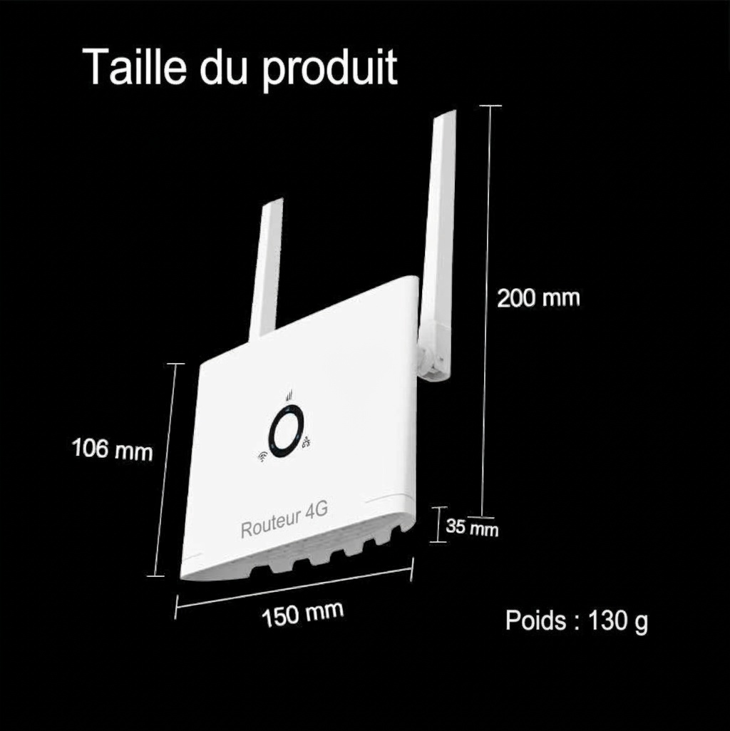 Routeur Wi-Fi sans fil 4G LTE CPF109, point d'accès mobile haut débit 300 Mbps avec antennes externes et emplacement pour carte SIM, prend en charge jusqu'à 16 appareils