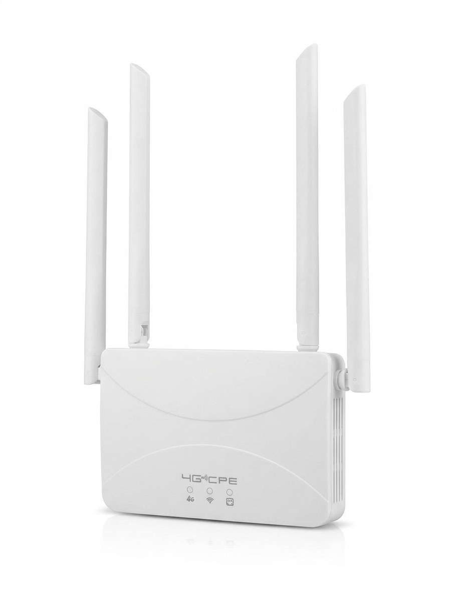 CPF912 4G LTE WiFi Router, Quad-Core 300Mbps Wireless CPE Modem with 4 High-Gain External Antennas, SIM Card Slot & LAN/WAN Ports