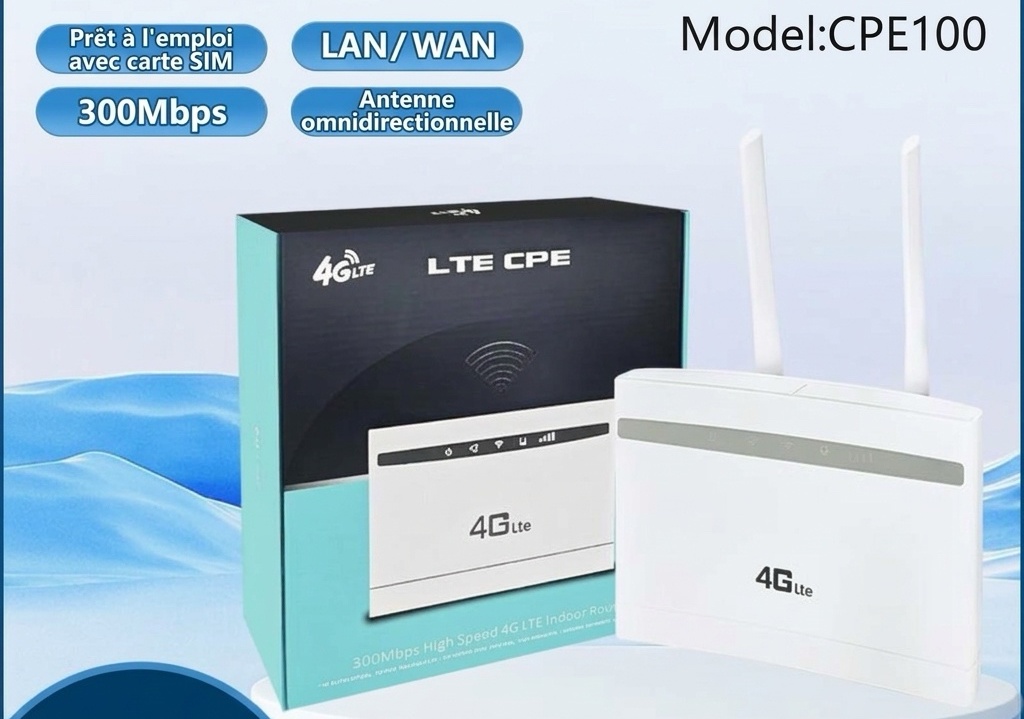 Routeur WiFi sans fil 4G LTE CPF100A+, modem CPE de bureau 300 Mbps avec emplacement pour carte SIM, LAN/WAN multiport, prend en charge jusqu'à 32 utilisateurs