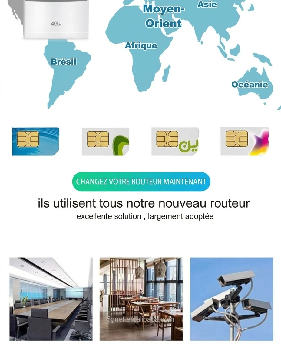 Routeur WiFi sans fil 4G LTE CPF100A+, modem CPE de bureau 300 Mbps avec emplacement pour carte SIM, LAN/WAN multiport, prend en charge jusqu'à 32 utilisateurs