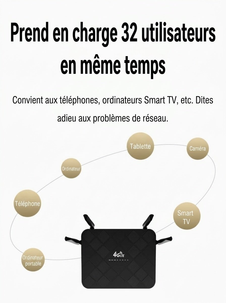 Routeur WiFi sans fil 4G LTE 320M-E, point d'accès de bureau haut débit 300 Mbps avec emplacement pour carte SIM, installation facile (Plug and Play) pour jusqu'à 32 utilisateurs