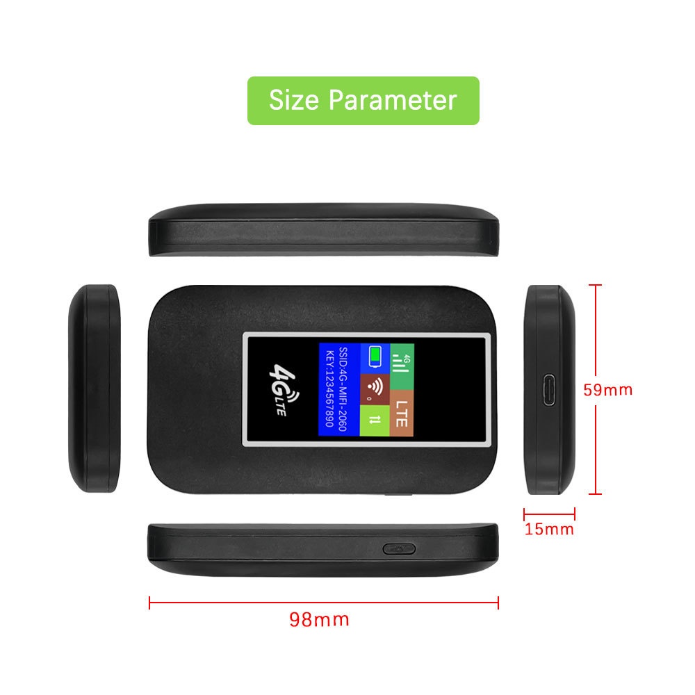 MF860 Portable 4G LTE Mobile WiFi Hotspot Router, 2100mAh Battery, Unlocked Pocket MiFi with SIM Card Slot, Supports up to 10 Devices