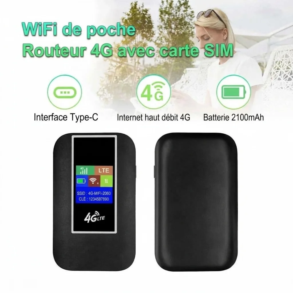 Routeur Wi-Fi mobile portable 4G LTE MF860, batterie 2100 mAh, MiFi de poche déverrouillé avec emplacement pour carte SIM, prend en charge jusqu'à 10 appareils