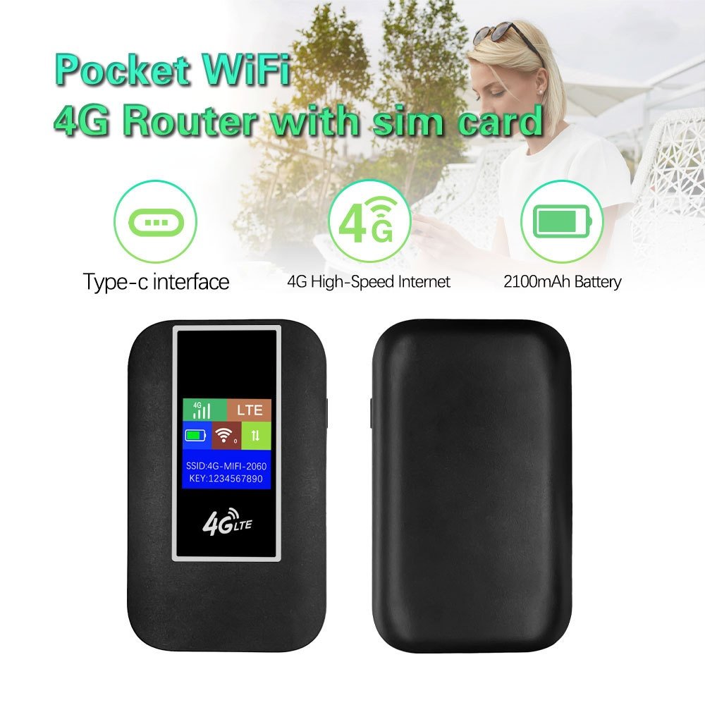 MF860 Portable 4G LTE Mobile WiFi Hotspot Router, 2100mAh Battery, Unlocked Pocket MiFi with SIM Card Slot, Supports up to 10 Devices