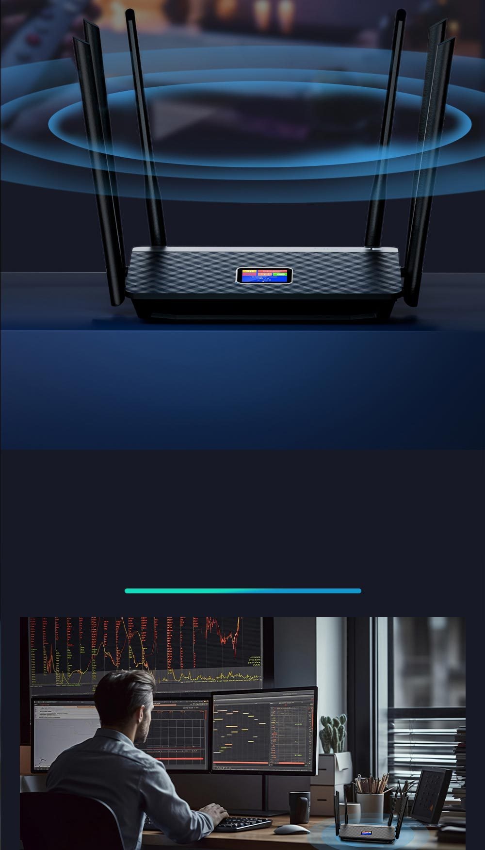 CPF914 4G LTE Wireless Router with 5200mAh Battery, 6 High-Gain Antennas, SIM Card Slot, Portable & Desktop CPE Gateway