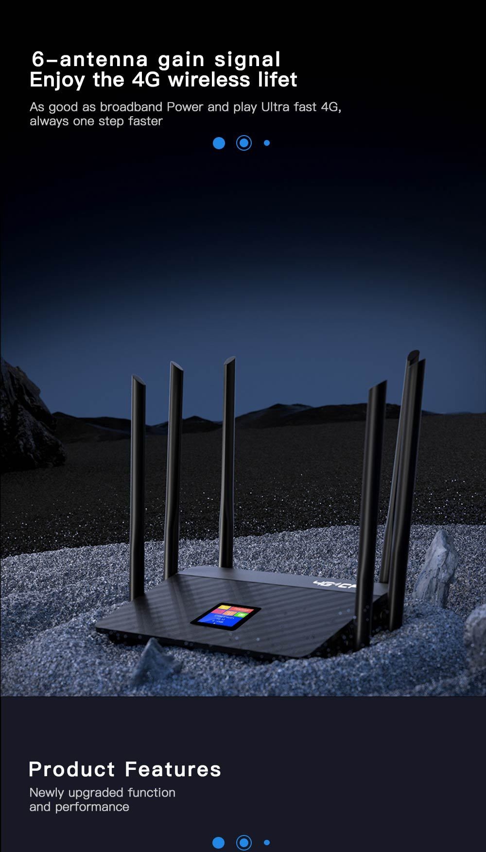 CPF914 4G LTE Wireless Router with 5200mAh Battery, 6 High-Gain Antennas, SIM Card Slot, Portable & Desktop CPE Gateway
