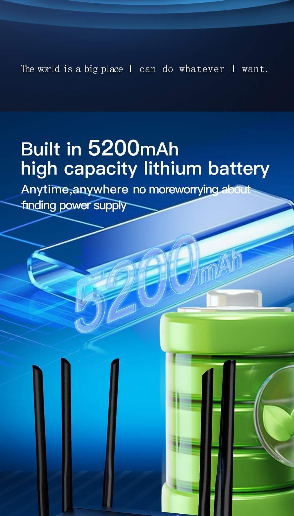 CPF914 4G LTE Wireless Router with 5200mAh Battery, 6 High-Gain Antennas, SIM Card Slot, Portable & Desktop CPE Gateway