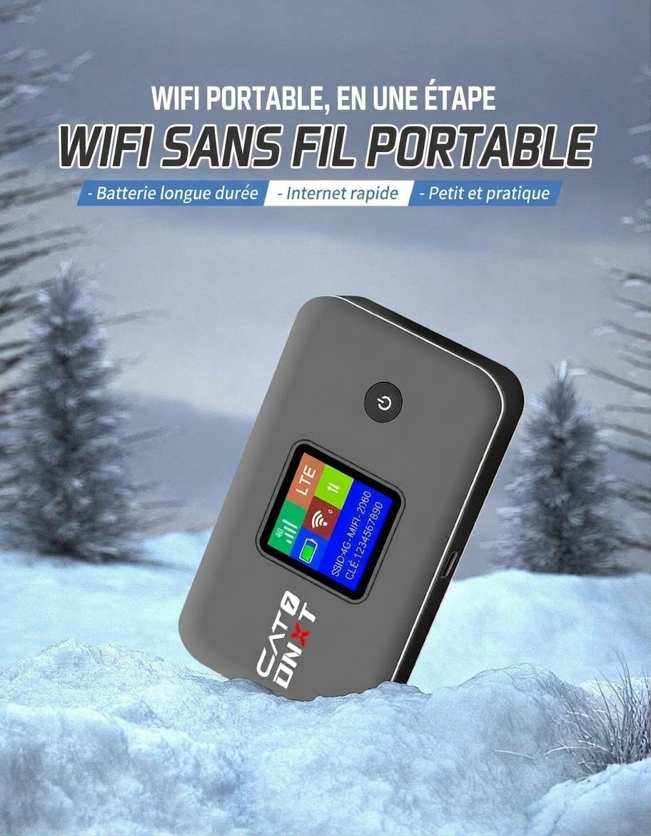 Routeur Wi-Fi mobile portable 4G LTE M60 Cat7, haut débit 300 Mbps, batterie 3000 mAh, déverrouillé, format de poche, avec emplacement pour carte SIM