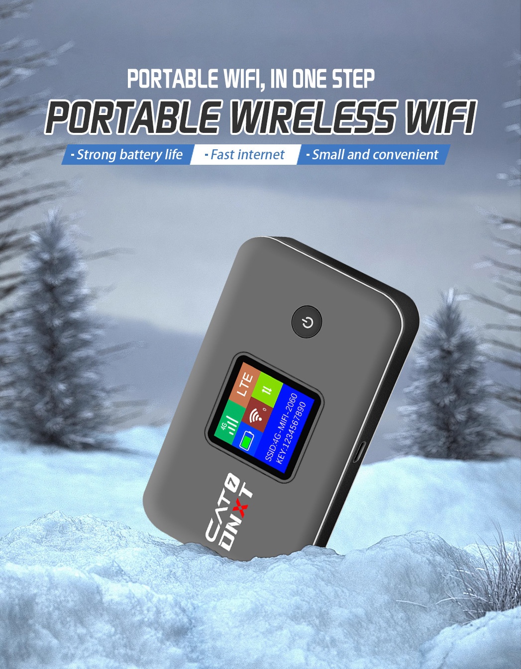 M60 Cat7 Portable 4G LTE Mobile WiFi Hotspot Router, 300Mbps High Speed, 3000mAh Battery, Unlocked Pocket Travel MiFi with SIM Card Slot