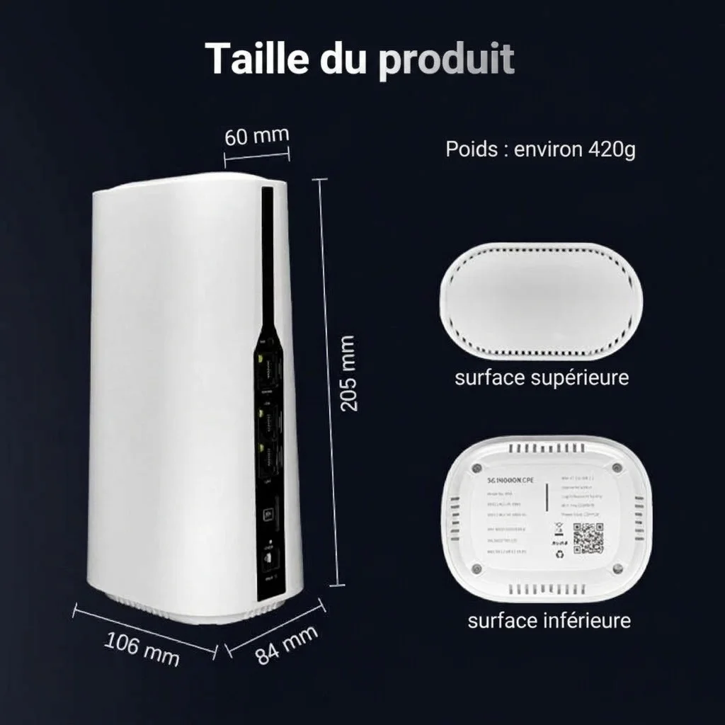 Routeur CPE sans fil 5G M55, Wi-Fi Gigabit double bande, ports Ethernet Gigabit, emplacement pour carte SIM, connecte jusqu'à 64 appareils pour la maison et le bureau
