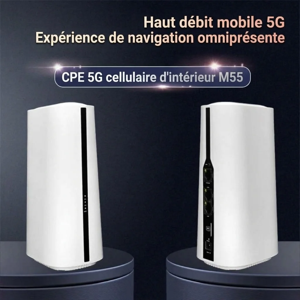 Routeur CPE sans fil 5G M55, Wi-Fi Gigabit double bande, ports Ethernet Gigabit, emplacement pour carte SIM, connecte jusqu'à 64 appareils pour la maison et le bureau