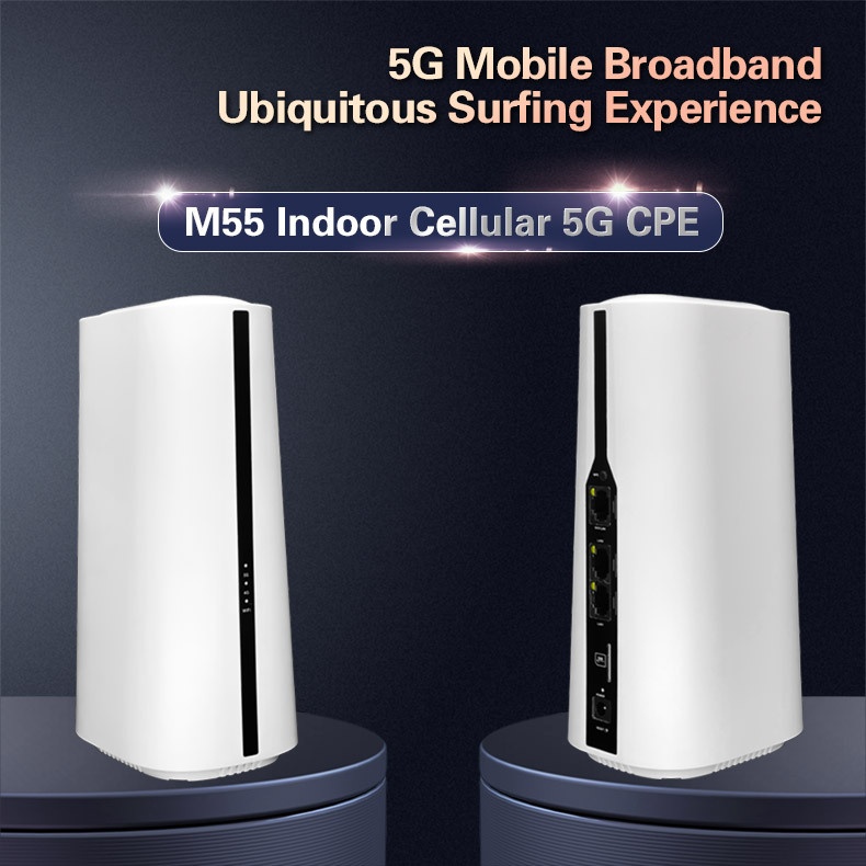 M55 5G Wireless CPE Router, Dual-Band Gigabit WiFi, Full Gigabit Ethernet Ports, SIM Card Slot, Connects up to 64 Devices for Home & Office