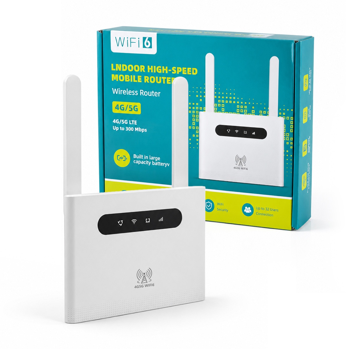 DNXT R102Pro 4G LTE WiFi 6 Mobile Router with 3000mAh Battery, 300Mbps Speed, Type-C Power, SIM Card Slot, Supports up to 32 Users