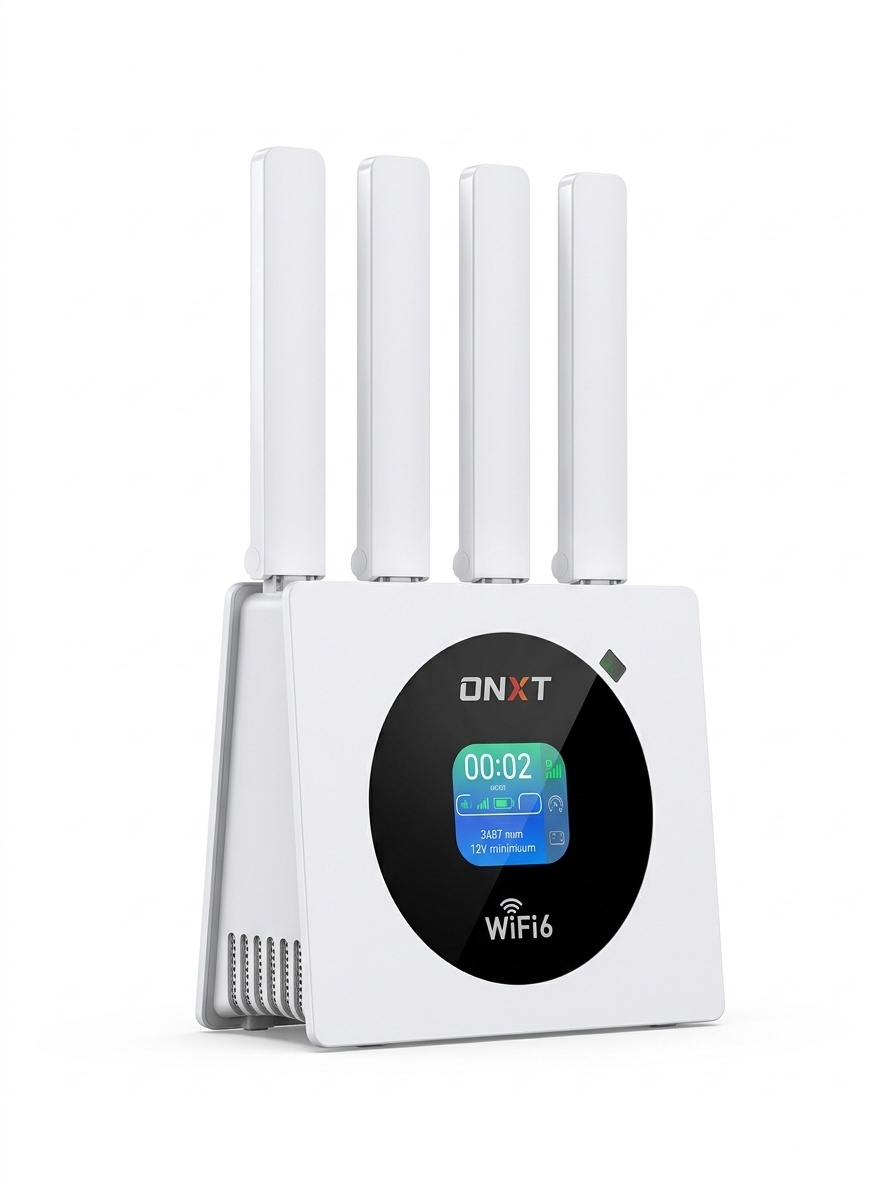 DNXT Q53 4G LTE WiFi 6 Mobile Hotspot Router with LCD Color Screen, 3000mAh Battery, Type-C Fast Charging & SIM Card Slot