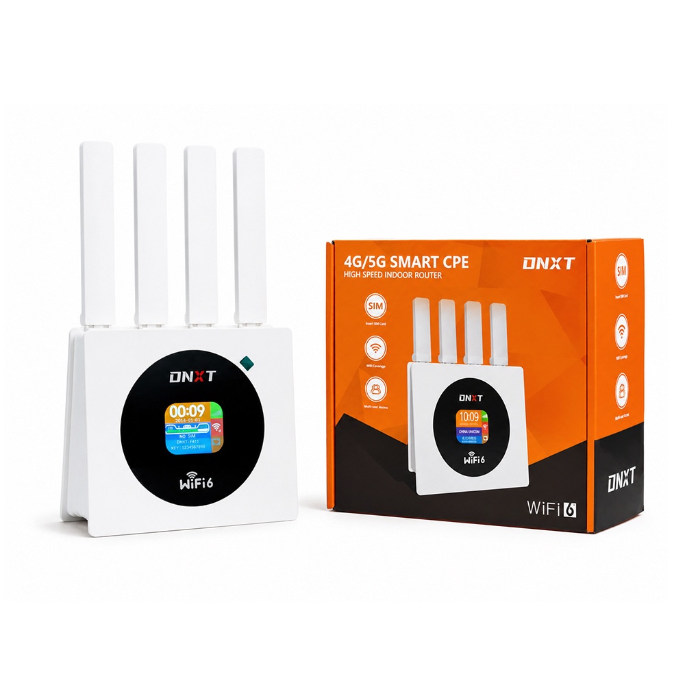 DNXT Q53 4G LTE WiFi 6 Mobile Hotspot Router with LCD Color Screen, 3000mAh Battery, Type-C Fast Charging & SIM Card Slot