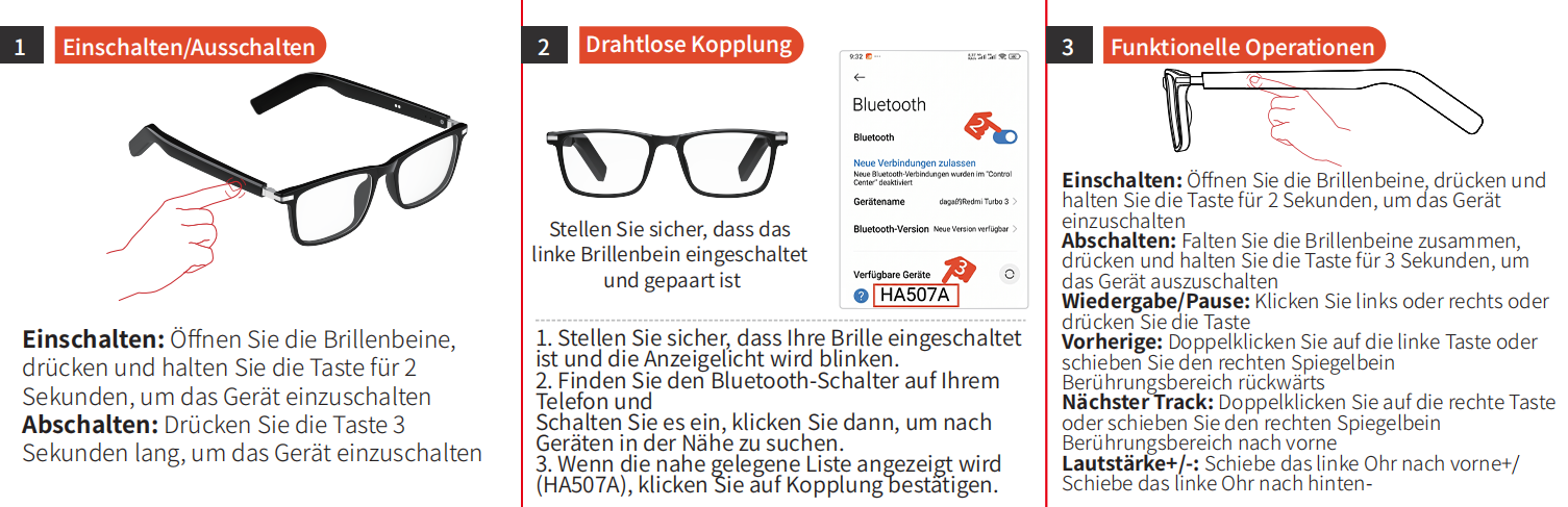 BL30 Schwarze Smart-Brille aus Kunststoff #BS705-0013