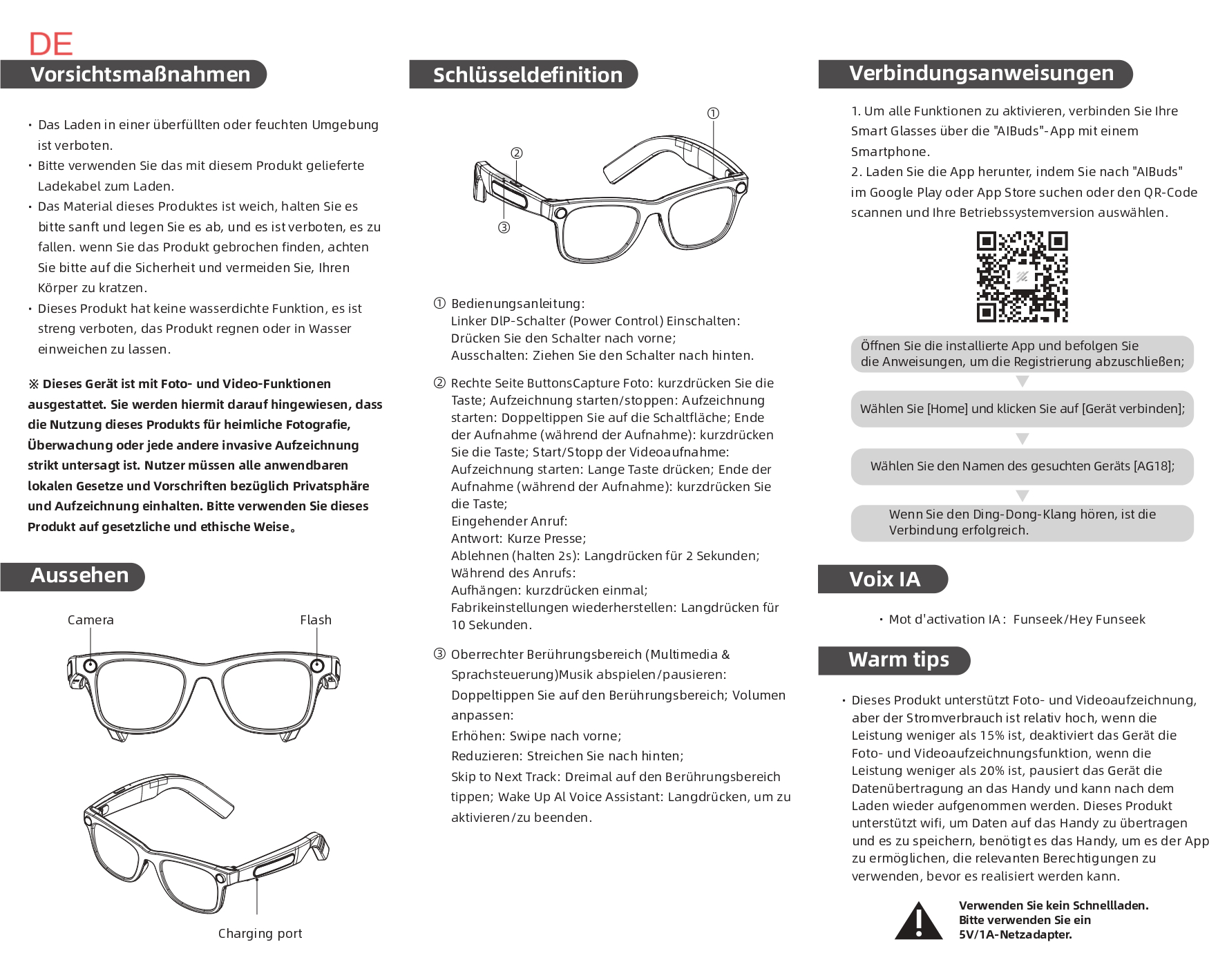 AG18 Black TR90 Smart AI Glasses #BS1223-0004