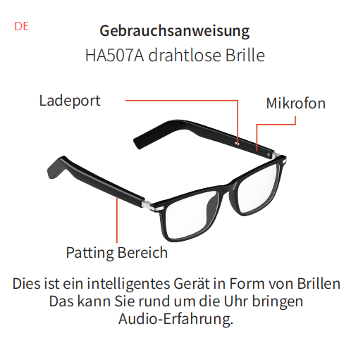 BL30 Schwarze Smart-Brille aus Kunststoff #BS705-0013