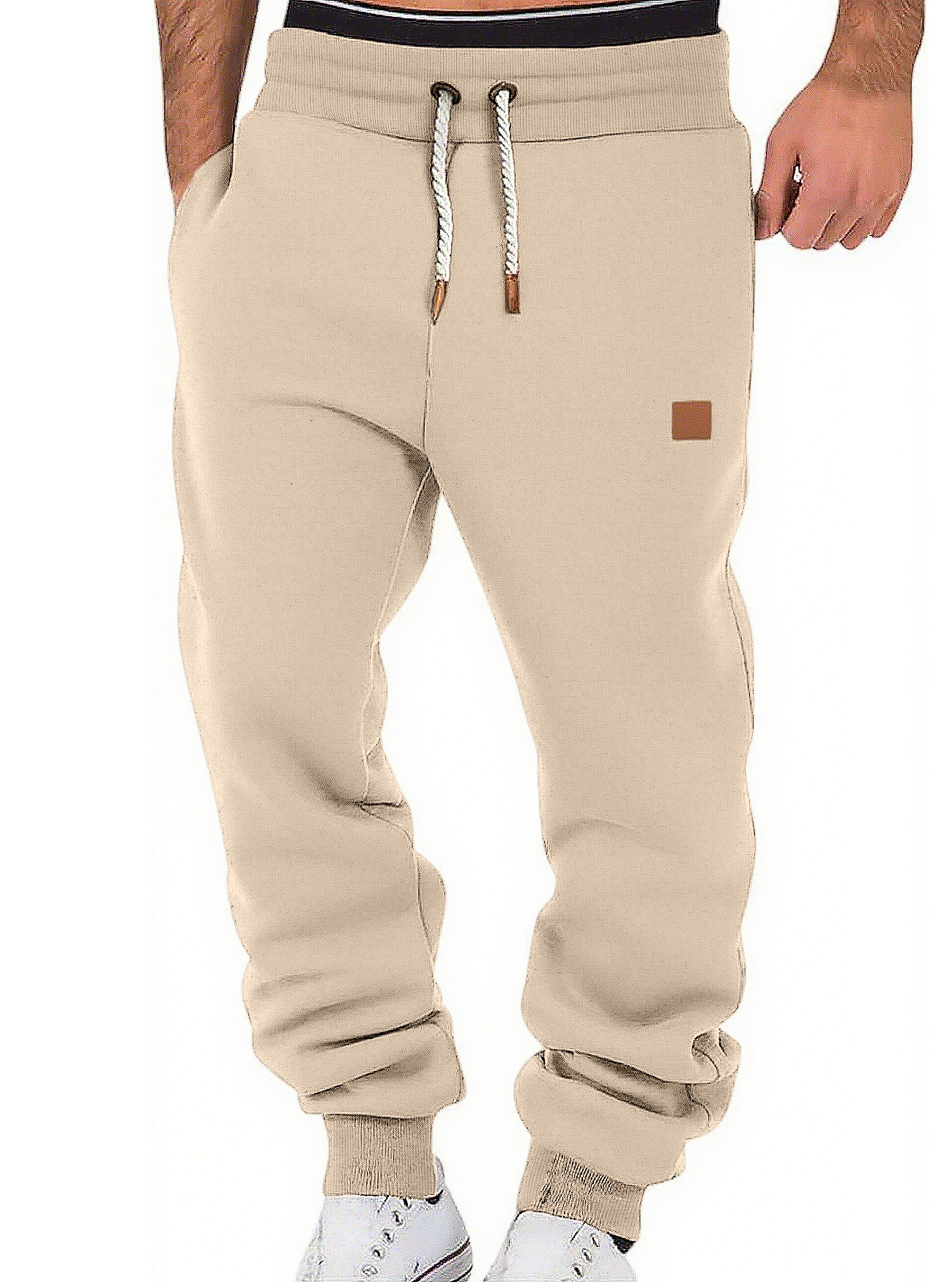 Men's Casual Sweatpants Solid Color Joggers Drawstring Lounge Pants NDF-00001