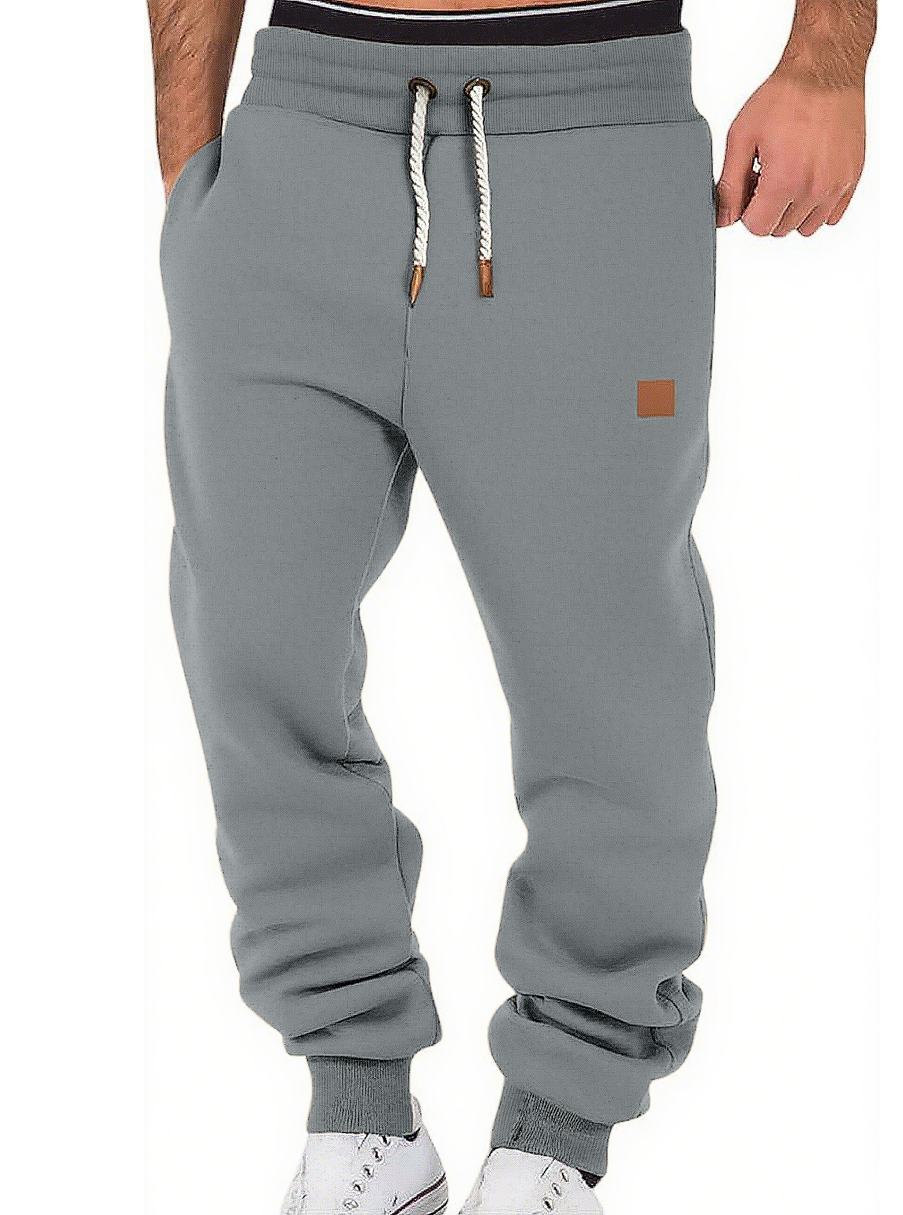 Men's Casual Sweatpants Solid Color Joggers Drawstring Lounge Pants NDF-00001